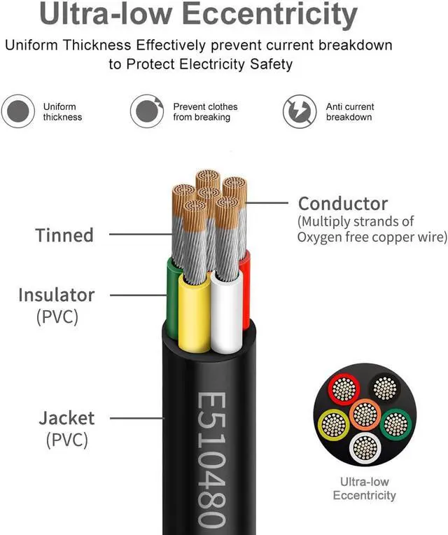 Alt view image 2 of 6 - 22 Gauge 6 Conductor Electrical Wire 25FT, UL 2464 22 AWG 6 Wire Cable Tinned Copper PVC Stranded 22/6 Core Wire for LED Lighting, Outdoor Low Voltage Extension Cable, Automotive etc.