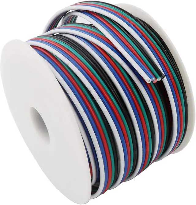 Main image of 40FT 18 Gauge RGBW LED Strip Extension Cable 18AWG 5pin 5 Color Stand Electrical Flexible Wire Extension Cord for RGBW RGBWW LED Ribbon Lamp Tape Lighting (40 Feet per Spool)