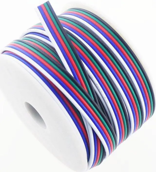 Alt view image 2 of 3 - 40FT 18 Gauge RGBW LED Strip Extension Cable 18AWG 5pin 5 Color Stand Electrical Flexible Wire Extension Cord for RGBW RGBWW LED Ribbon Lamp Tape Lighting (40 Feet per Spool)