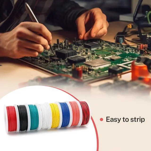 Alt view image 4 of 7 - FIRMERST 22 Gauge 30 Feet Solid Core Tinned Copper Hook up Wire Kit - 8 Colors