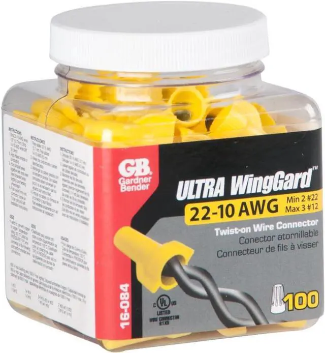 Alt view image 3 of 5 - Gardner Bender 16-084 WingGard Twist-On Wire Connectors, 22-10 AWG, Electrical , Yellow, 100 Count (Pack of 1)