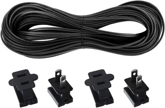 Main image of 18#SPT-1 50FT Electrical Wire Low Voltage 18 Gauge 2-Conductor UL Listed Flexible Landscape Lighting Wire Outdoor Direct Burial Extension Cord of Copper Strands with 4 Vampire Plugs, Black