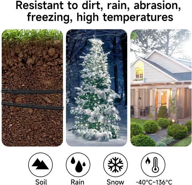 Alt view image 5 of 6 - 18#SPT-1 50FT Electrical Wire Low Voltage 18 Gauge 2-Conductor UL Listed Flexible Landscape Lighting Wire Outdoor Direct Burial Extension Cord of Copper Strands with 4 Vampire Plugs, Black