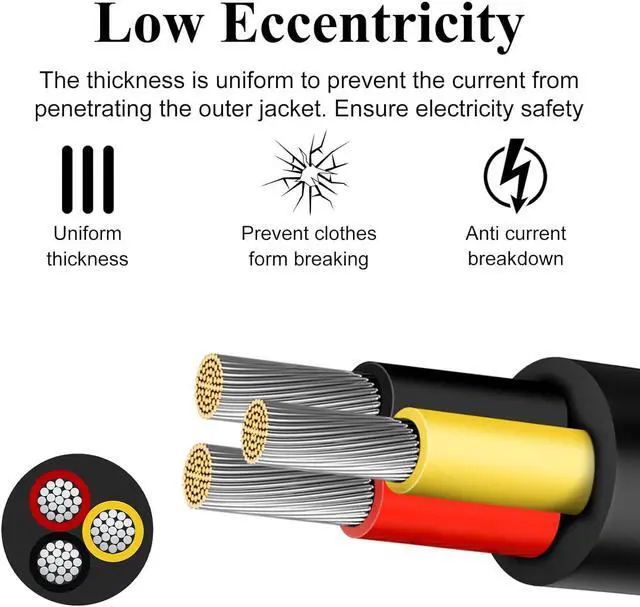 Alt view image 5 of 7 - 18 Gauge 3 Conductor Electrical Wire, 49.2FT Low Voltage 18/3 Tinned Copper Stranded 3 Wire Cable, 18 AWG Black Flexible Extension Power Cord for Automotive, LED Lamp, Outdoor Landscape Lighting Etc