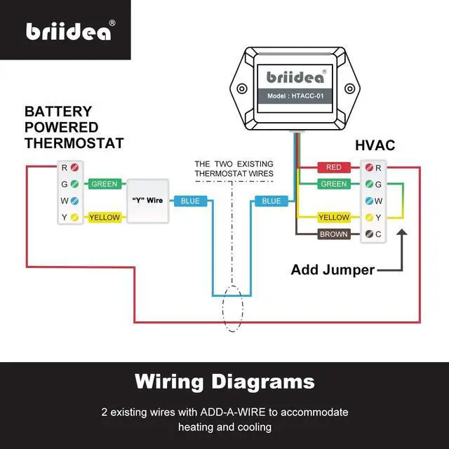 Alt view image 4 of 7 - Add-A-Wire Accessory, Briidea Common Wire Kit for All 24VAC Thermostats (4 to 5 wires), White