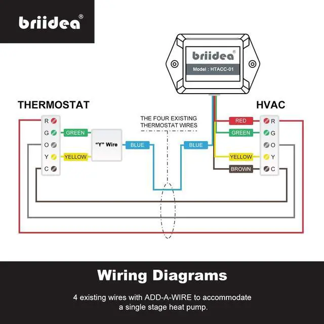 Alt view image 6 of 7 - Add-A-Wire Accessory, Briidea Common Wire Kit for All 24VAC Thermostats (4 to 5 wires), White