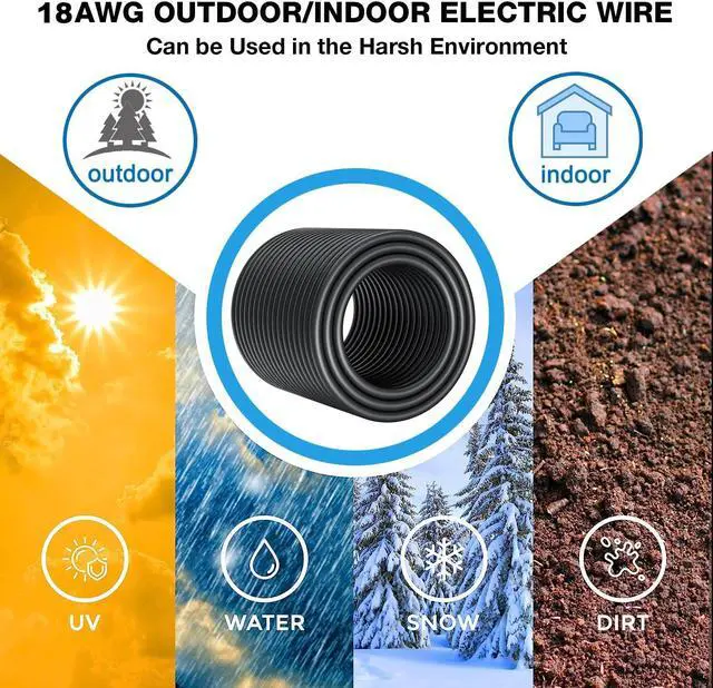 Alt view image 5 of 7 - 16 Gauge Electrical Wire 30FT, 16/3 Stranded Low Voltage Landscape Lighting Wire, Outdoor Direct Burial Waterproof Oil-Proof UV Resistant PVC Jacket Cable for LED Lamp Lighting Automotive Speaker
