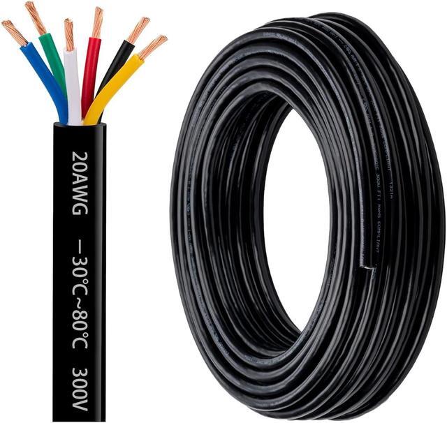 Main image of 20 Gauge 6 Conductor Electrical Wire 20 AWG 6 Wire Oxygen-Free Copper PVC Stranded 26FT 20/6 Wire for LED Lighting Outdoor Low Voltage Extension Cable Automotive Etc (20AWG-6C, 26FT)