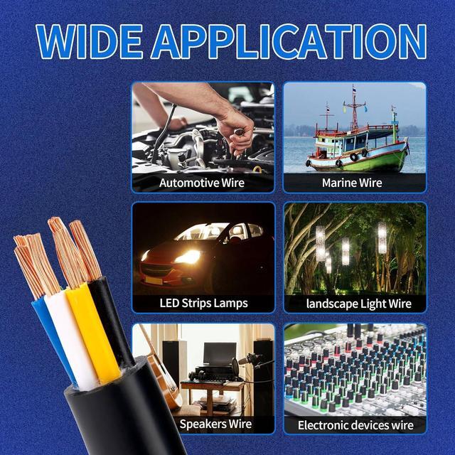 Alt view image 6 of 6 - 20 Gauge 6 Conductor Electrical Wire 20 AWG 6 Wire Oxygen-Free Copper PVC Stranded 26FT 20/6 Wire for LED Lighting Outdoor Low Voltage Extension Cable Automotive Etc (20AWG-6C, 26FT)