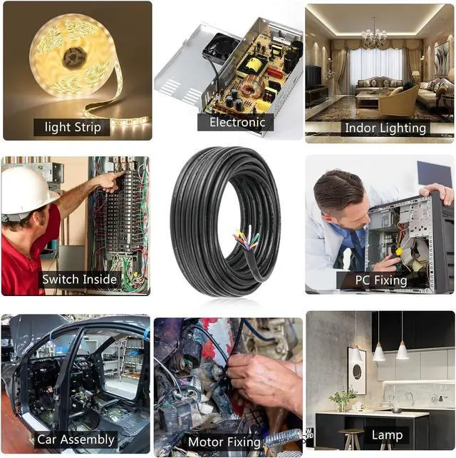 Alt view image 7 of 7 - 24 Gauge 8 Conductor Electrical Wire, 32.8FT 24AWG PVC Thermostat Wire, Low Voltage Landscape Wire, Flexible Cord for LED Lighting Strips Automotive Garden Bell Speaker