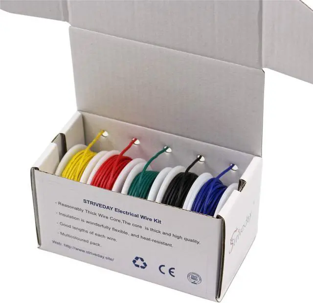 Alt view image 2 of 5 - 28 AWG Tinned Copper Wire Electric Wire kit 28 Gauge Hook Up Wire 300V Cables Electronic Stranded Wire Cable Industries Electrics DIY box1