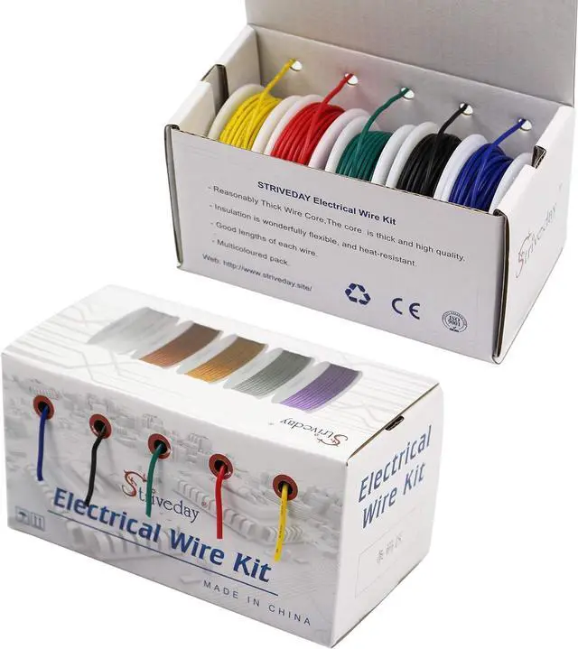Alt view image 3 of 5 - 28 AWG Tinned Copper Wire Electric Wire kit 28 Gauge Hook Up Wire 300V Cables Electronic Stranded Wire Cable Industries Electrics DIY box1
