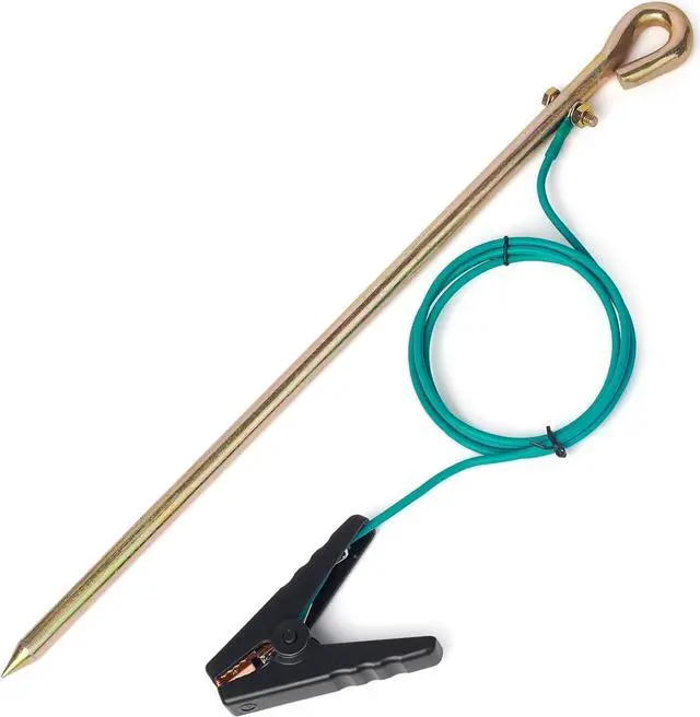 Main image of Portable Ground Rod with 4ft 12AWG UL Listed Grounding Wire with Crocodile Clip,Great for Electric Fences,Antennas,Generator (Grounding Rod with 4ft Wire)
