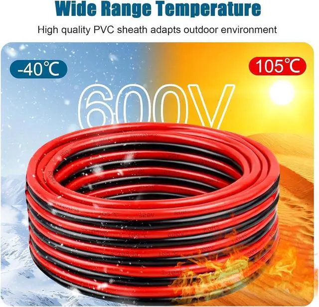 Alt view image 4 of 6 - 10 Gauge Wire 2 Conductor Tinned Copper Cable, Flexible 10 AWG Marine Wire for Solar Panel, LED Strip, Boat, Automotive, Trailer and Speaker (10 Gauge 20FT)