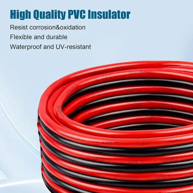 Alt view image 3 of 6 - 10 Gauge Wire 2 Conductor Tinned Copper Cable, Flexible 10 AWG Marine Wire for Solar Panel, LED Strip, Boat, Automotive, Trailer and Speaker (10 Gauge 20FT)