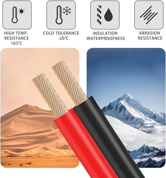 Alt view image 4 of 7 - 16 Gauge 2 Conductor Flexible Parallel Electrical Wire 100ft Red Black Low Voltage PVC Cord 16/2 AWG Stranded Oxygen Free Copper Cable for Automotive Solar Panel Led Strip Lighting Marine Battery.