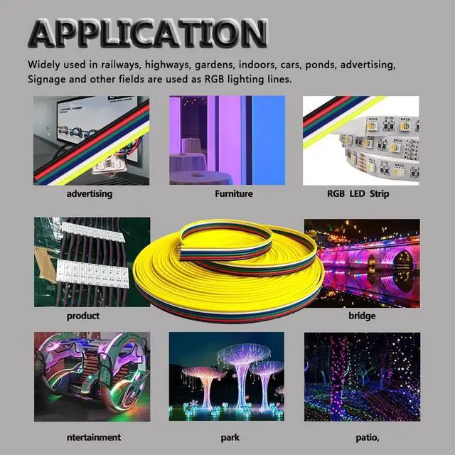 Alt view image 4 of 6 - 10m/33ft RGBCCT LED Electrical Wire 22 Gauge 6Pin 12V DC RGBWW Extension Cable 6 Colors 22AWG Wires for RGBCCT 3528 5050 LED Strip