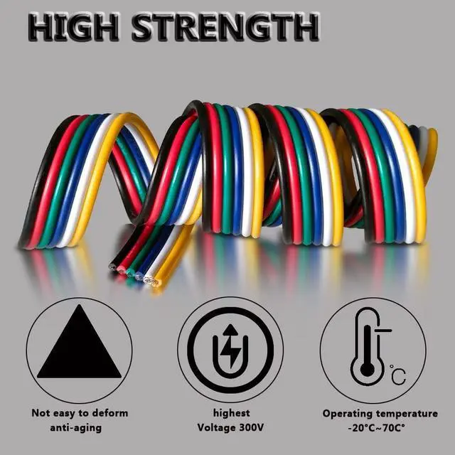 Alt view image 6 of 6 - 10m/33ft RGBCCT LED Electrical Wire 22 Gauge 6Pin 12V DC RGBWW Extension Cable 6 Colors 22AWG Wires for RGBCCT 3528 5050 LED Strip