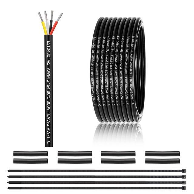 thumbnail image 2 of Spring Spiral Black Cable 3Cores 22/20/18/17AWG Stretchable Wire Shrinkable Cable Power Extension Cord 2 of 10