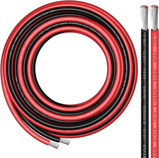 Main image of 6 Gauge Wire - iGreely 30 FT Red & 30 FT Black 6 Gauge Tinned Copper Electrical Wire Cable for Car Audio Automotive Trailer Marine Harness Wiring 6AWG 30Ft