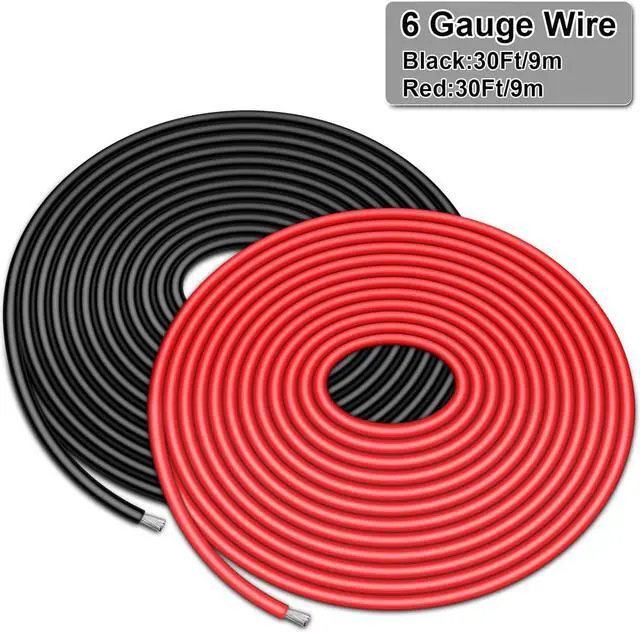 Alt view image 4 of 5 - 6 Gauge Wire - iGreely 30 FT Red & 30 FT Black 6 Gauge Tinned Copper Electrical Wire Cable for Car Audio Automotive Trailer Marine Harness Wiring 6AWG 30Ft