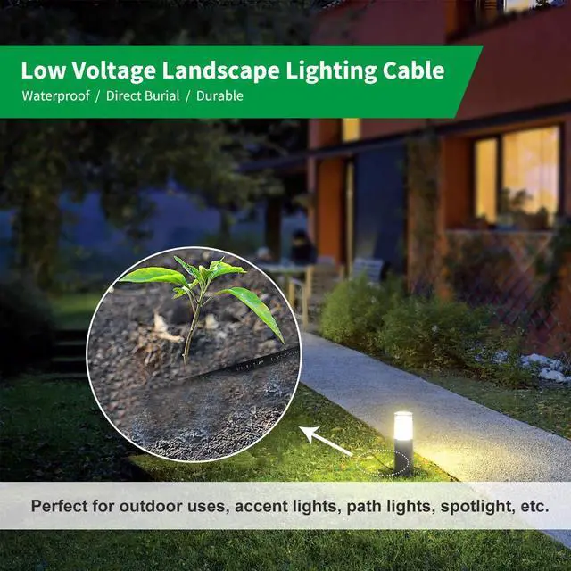 Alt view image 4 of 6 - FIRMERST 14/2 Low Voltage Landscape Wire Outdoor Lighting Cable 260 Feet