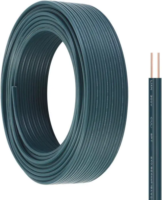 Main image of 18 Gauge Wire 2 Conductor Electrical Wire SPT-2 50Ft 18/2 Low Voltage Wire 18 AWG Wire Flexible Wire Extension Cord Stranded Tinned Copper Wire for Lamp Lighting LED Strips Green