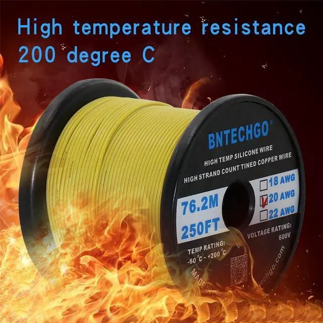 Alt view image 5 of 7 - BNTECHGO 20 Gauge Silicone Wire Spool 250 ft Yellow Flexible 20 AWG Stranded Tinned Copper Wire