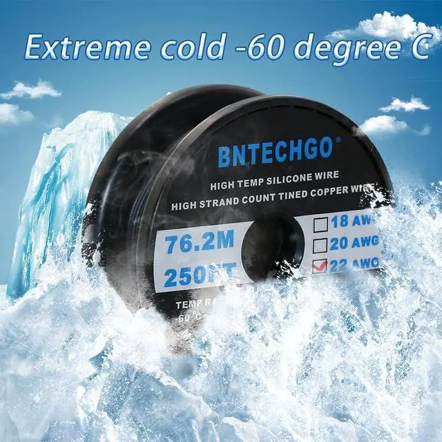 Alt view image 4 of 7 - BNTECHGO 22 Gauge Silicone Wire Spool 250 ft Black Flexible 22 AWG Stranded Tinned Copper Wire