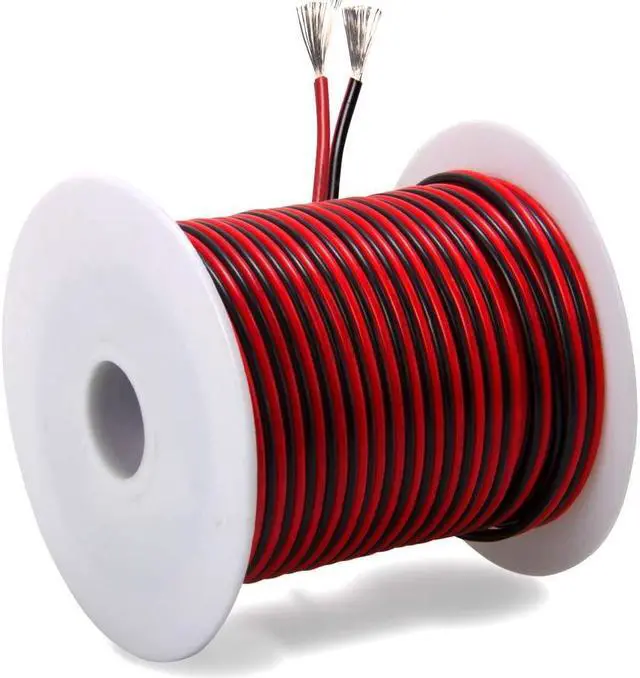 Main image of 40ft 18 AWG Gauge Electrical Wire, Premium DC 12V Hookup Red Black Copper Stranded Auto 2 Cord, Flexible Extension Cable with Spool for LED Ribbon Lamp Light or Low Voltage Products by MILAPEAK
