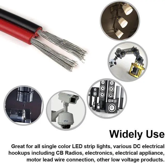 Alt view image 6 of 7 - 40ft 18 AWG Gauge Electrical Wire, Premium DC 12V Hookup Red Black Copper Stranded Auto 2 Cord, Flexible Extension Cable with Spool for LED Ribbon Lamp Light or Low Voltage Products by MILAPEAK