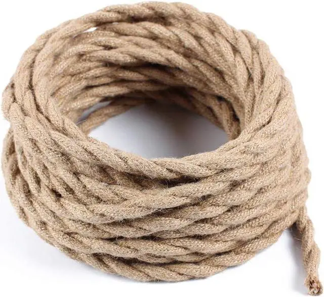 Alt view image 5 of 6 - 32.8ft Hemp Rope Covered Lamp Twisted Wire,PRUNLLA Vintage 18/2 Industrial Electrical Lamp Cord,18-Gauge Antique Style for Retro Lamp,DIY Projects