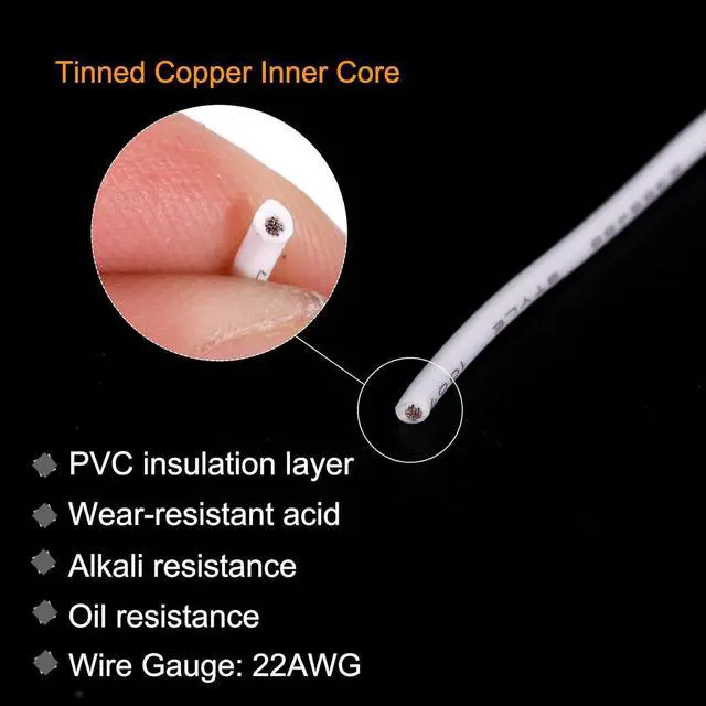 Alt view image 3 of 7 - MECCANIXITY 22AWG Wire 22 Gauge Stranded Wire PVC Hookup Wire, Electrical Wire UL1007 Tinned Copper Wire 30m/100ft White for Internal Connecting Wire