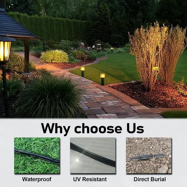 Alt view image 3 of 7 - 12/2 Low Voltage Landscape Lighting Wire, Outdoor Direct Burial Cable, 12 Gauge 2 Conductor, 250 Feet