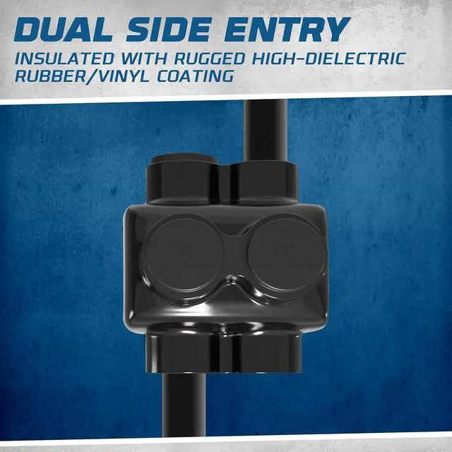 Alt view image 2 of 7 - OhLectric Black Insulated Splice Connector with Pre-Filled Oxide Inhibitor Rubber Vinyl Coating, 1/0-14 Wire Range, 3/16 Allen Hex, 2-Port Dual Entry Electrical Power Conductor, 2-Set Screws -4 Pack