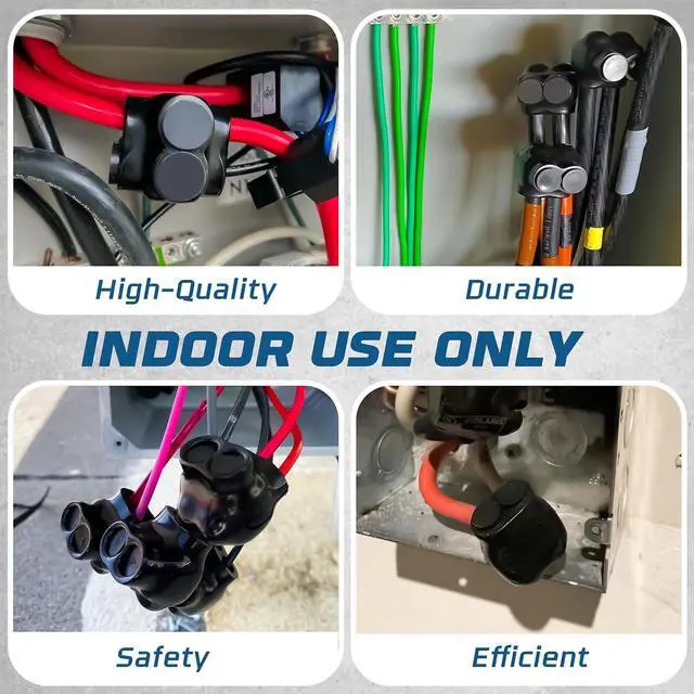 Alt view image 7 of 7 - OhLectric Black Insulated Splice Connector with Pre-Filled Oxide Inhibitor Rubber Vinyl Coating, 1/0-14 Wire Range, 3/16 Allen Hex, 2-Port Dual Entry Electrical Power Conductor, 2-Set Screws -4 Pack
