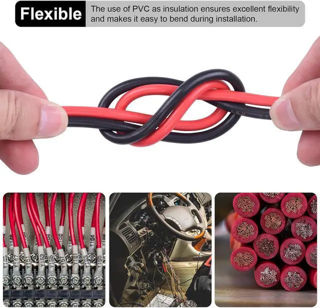 Alt view image 3 of 7 - 8 Gauge Wire, 20FT Red and Black Stranded Oxygen-Free Copper Wire, Flexible 8AWG Wire for Automotive Boat Marine Solar Panel LED Lights (8AWG, 20FT)