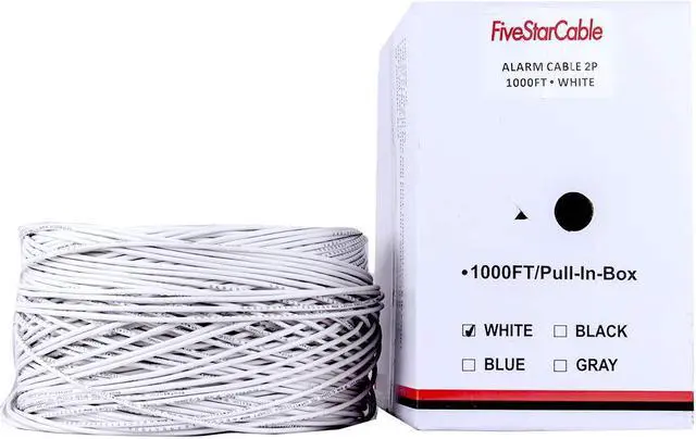 Alt view image 2 of 6 - 22-4 1000 Ft. 22 AWG 2 Pairs 22/4 Alarm Wire Cable 22 Gauge 4 Conductors for Efficient Power and Signal Transmission White