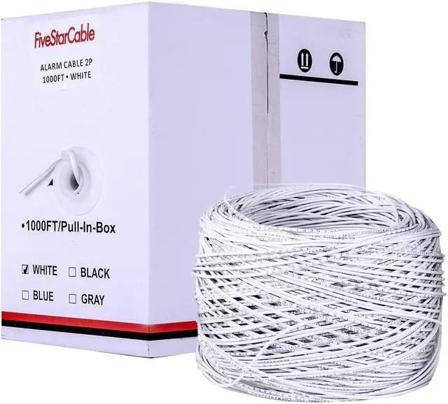 Alt view image 5 of 6 - 22-4 1000 Ft. 22 AWG 2 Pairs 22/4 Alarm Wire Cable 22 Gauge 4 Conductors for Efficient Power and Signal Transmission White