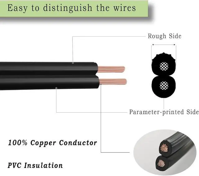Alt view image 2 of 6 - 14/2 Low Voltage Landscape Lighting Wire 100ft 14AWG*2C Waterproof Conductor Outdoor Direct Burial 100 feet Black
