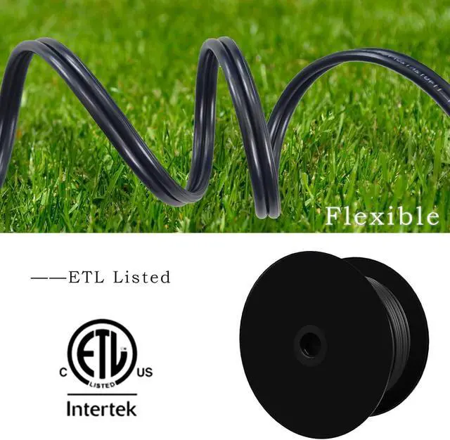 Alt view image 4 of 6 - 14/2 Low Voltage Landscape Lighting Wire 100ft 14AWG*2C Waterproof Conductor Outdoor Direct Burial 100 feet Black