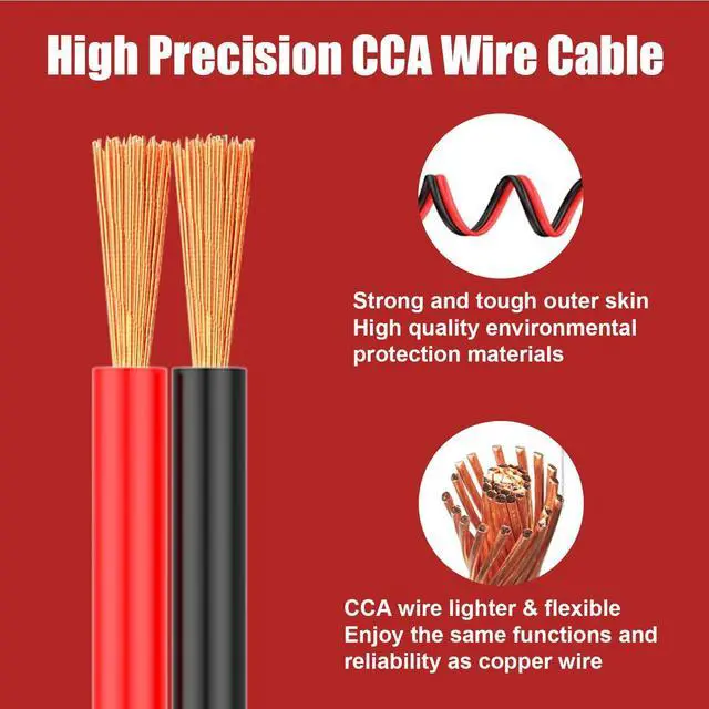 Alt view image 2 of 7 - 12 Gauge Electrical Wire 50FT, 12 AWG Wire 2 Pin Flexible Wire Red and Black Cable 12V Aluminum Copper Wire PVC 2 Conductors Red Black Parallel Wire Line DC Cable Low Voltage Wire 12V/24V