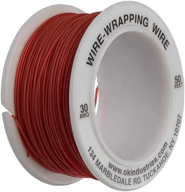 Main image of Jonard Tools R-30R-0050 Red Insulated Kynar Copper Wire Roll, 30 AWG, 50 ft Length