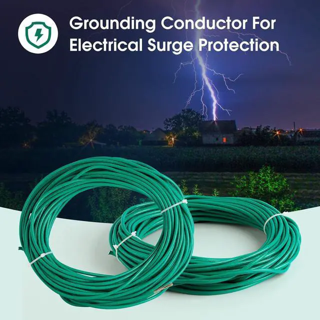 Alt view image 6 of 7 - GOUNENGNAIL-Stranded Tinned Copper Grounding Wire 10 AWG,UL Listed, Flexible Electrical Cable, Appliance Ground Protection from Electrical Surge (Green, 25ft(7.5 Meter))
