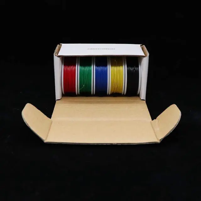 Alt view image 3 of 7 - 5pcs 164ft Copper Hookup Wire Kit Wrapping 30AWG Cable Jumper Wire Solid Core Tinned Copper Wrapping Wire 5 Color