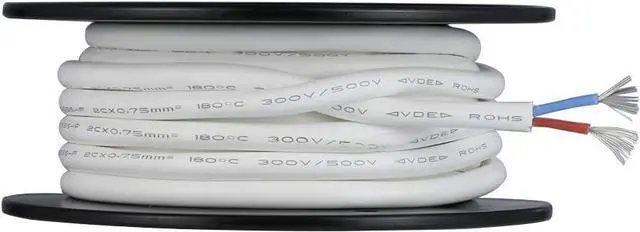 Main image of BNTECHGO Ultra Flexible 0.75mm² 2 Conductors Silicone Tinned Copper Wire Spool White 50ft