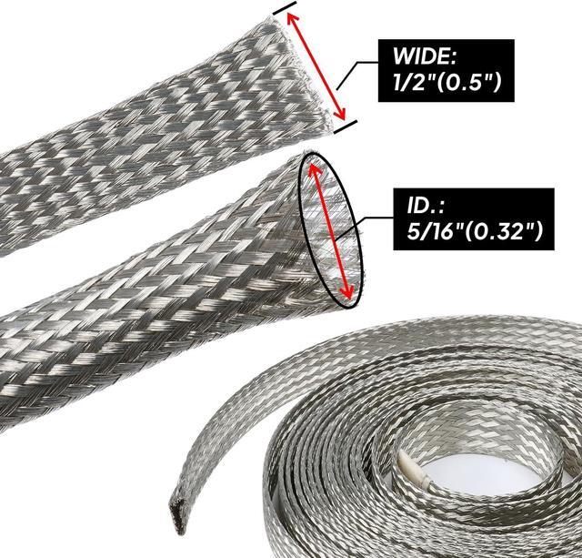 Alt view image 2 of 7 - Wire Shielding Braid Ground Strap Tinned Copper Metal Cable Sleeve Mesh Electrical Signal Screening 5/16" ID (1/2 inch - 8ft)