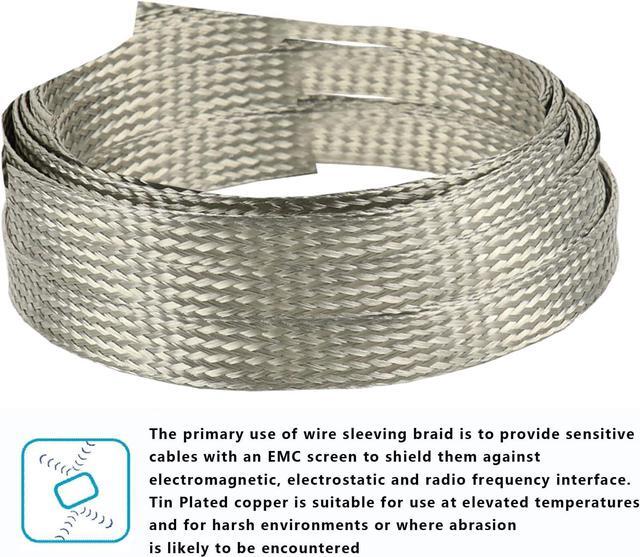 Alt view image 3 of 7 - Wire Shielding Braid Ground Strap Tinned Copper Metal Cable Sleeve Mesh Electrical Signal Screening 5/16" ID (1/2 inch - 8ft)