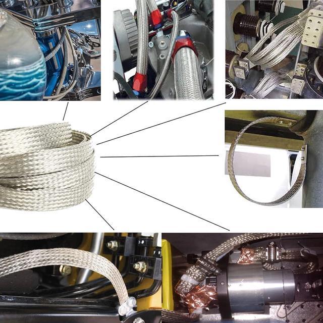 Alt view image 6 of 7 - Wire Shielding Braid Ground Strap Tinned Copper Metal Cable Sleeve Mesh Electrical Signal Screening 5/16" ID (1/2 inch - 8ft)