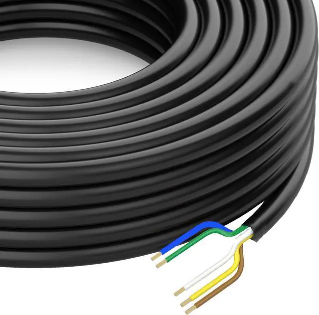 Main image of Enough 50 Foot Long Heavy Duty Enough 14AWG 5 Way Round Conductor Wiring RV Trailer Cord Harness Wire, 5 Individually Flexible PVC RV Tow Hitch Caravan Hook-Up Cable